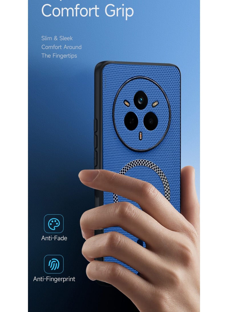 Wtech Realme 14 Pro / Realme 14 Pro Plus 5G 2025 Support Wireless Charging Magnetic Cover Texture PU Leather  Phone Case Cover (MCMPMN) - Navy Blue - Image 2