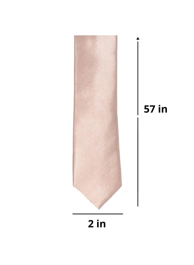 tiemart Skinny Solid Color Necktie, 2" Width, Blush Pink, One size - Image 2