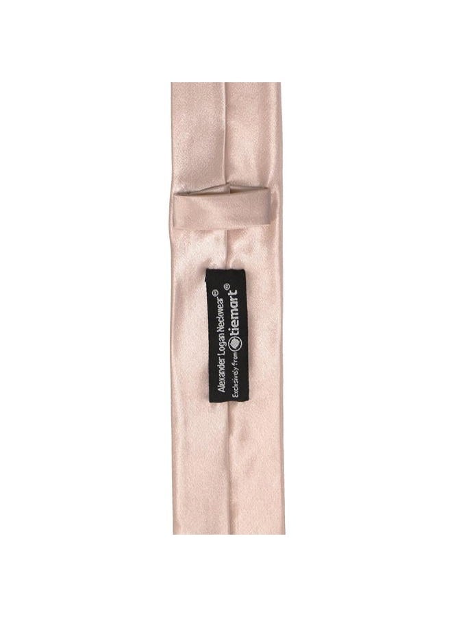tiemart Skinny Solid Color Necktie, 2" Width, Blush Pink, One size - Image 5