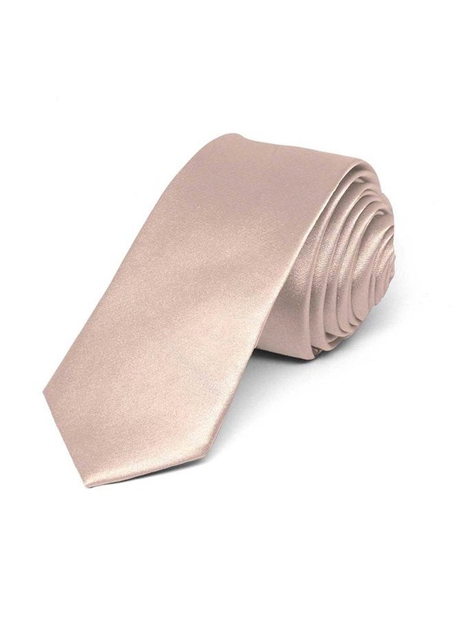 tiemart Skinny Solid Color Necktie, 2" Width, Blush Pink, One size - Image 1