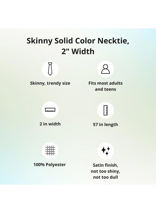 tiemart Skinny Solid Color Necktie, 2" Width, Blush Pink, One size - Image 3