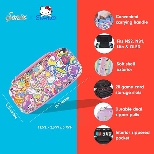Sonix x Sanrio Carrying Case for Nintendo Switch 2, Switch 1, Lite, OLED, Protective Travel Case with Game Cartridge Storage | Hello Kitty & Friends Stickers - Image 5