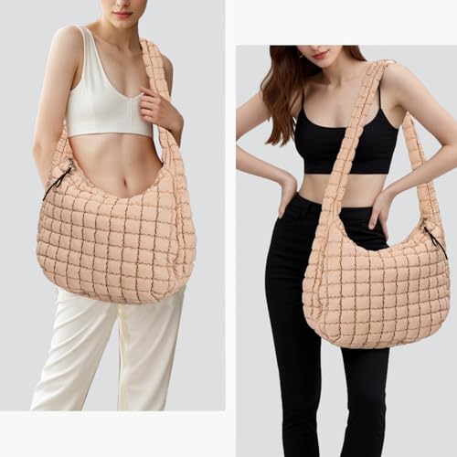 GASSDA Puffer Tote Bag for Women Large Quilted Puffy Lightweight Carryall Crossbody Tote Bag for Women (khaki) - Image 2