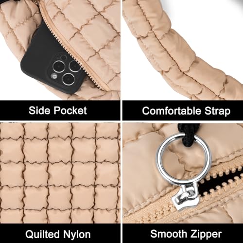 GASSDA Puffer Tote Bag for Women Large Quilted Puffy Lightweight Carryall Crossbody Tote Bag for Women (khaki) - Image 5