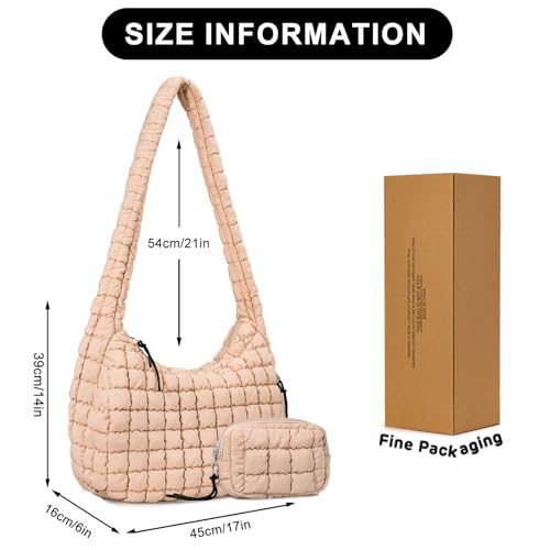 GASSDA Puffer Tote Bag for Women Large Quilted Puffy Lightweight Carryall Crossbody Tote Bag for Women (khaki) - Image 3