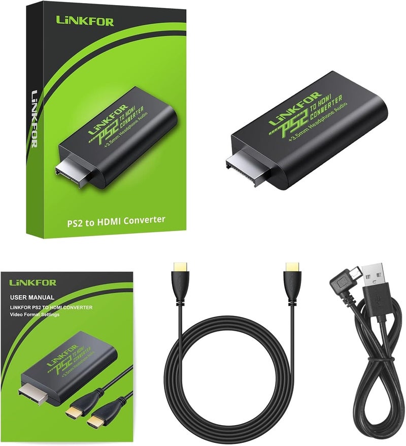 LiNKFOR PS2 to HDMI Converter for Sony PlayStation 2 to HDMI Adapter with 3.5mm Headphone Audio Jack for HDTV Monitor (PS2 to HDMI Converter with 3ft HDMI Cable) - Image 5
