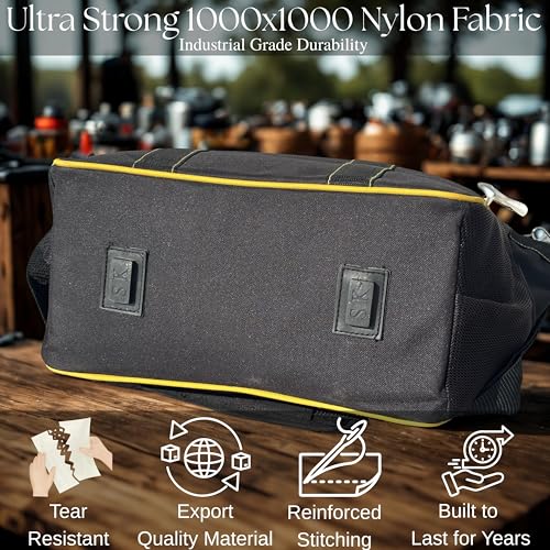 PAHAL 14 Inch Heavy Duty Nylon Tool Bag Waterproof | Electrician, Plumber, Technician Tool Organizer | Multi Pocket Durable Tool Storage Bag with Shoulder Strap (Yellow, Medium) - Image 2