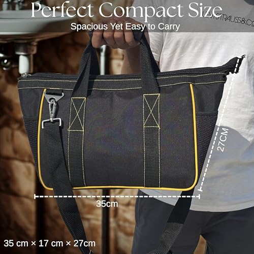 PAHAL 14 Inch Heavy Duty Nylon Tool Bag Waterproof | Electrician, Plumber, Technician Tool Organizer | Multi Pocket Durable Tool Storage Bag with Shoulder Strap (Yellow, Medium) - Image 5