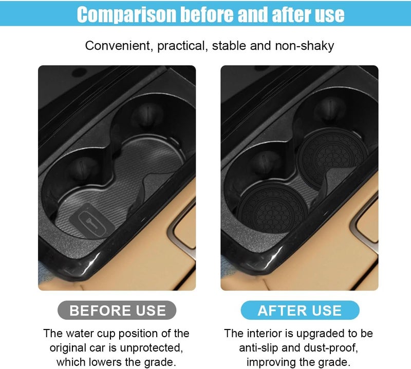 smilfuy 2PCS Car Cup Holder Coasters, 2.75 Inch Auto Non-Slip Anti Dust Cup Mats, Console Cup Holder Insert Coaster Auto Insulated Mats, Universal Interior Accessories for Most Cars (Black) - Image 5