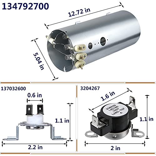 Monkemon 134792700 Dryer Heating Element, 137032600 Thermal Limiter and 3204267 Thermostat Compatible with Electrolux Frigidaire Dryers, Replacement PS2349309 AP4368653 AP4368739 PS2349395 and AP21314 - Image 2