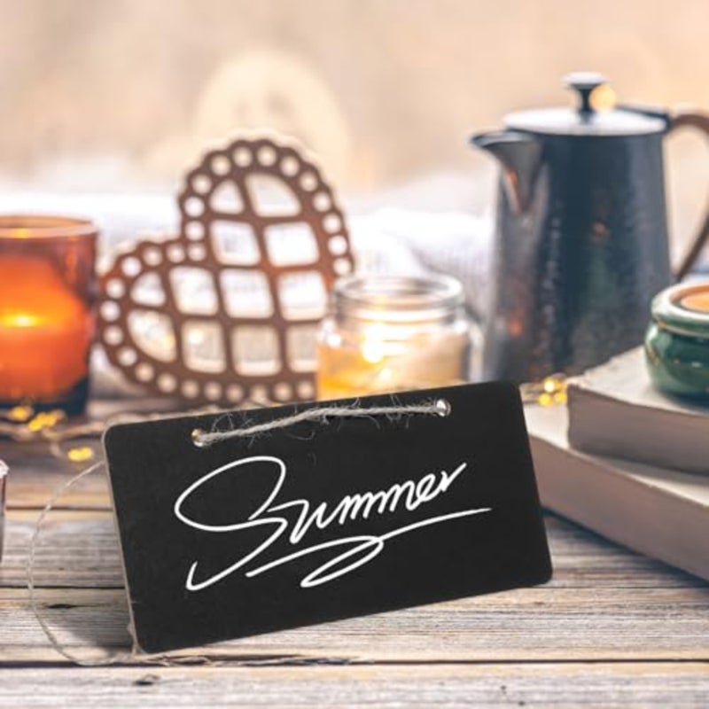 6 PCS Wooden Hanging Chalkboard Signs Double Sided, 7x3 Inch Small Rectangle Erasable Message Board, Vintage Memo Signs with Hanging String for Wedding Bar Kitchen Party Decoration Restaurant Menu - Image 4