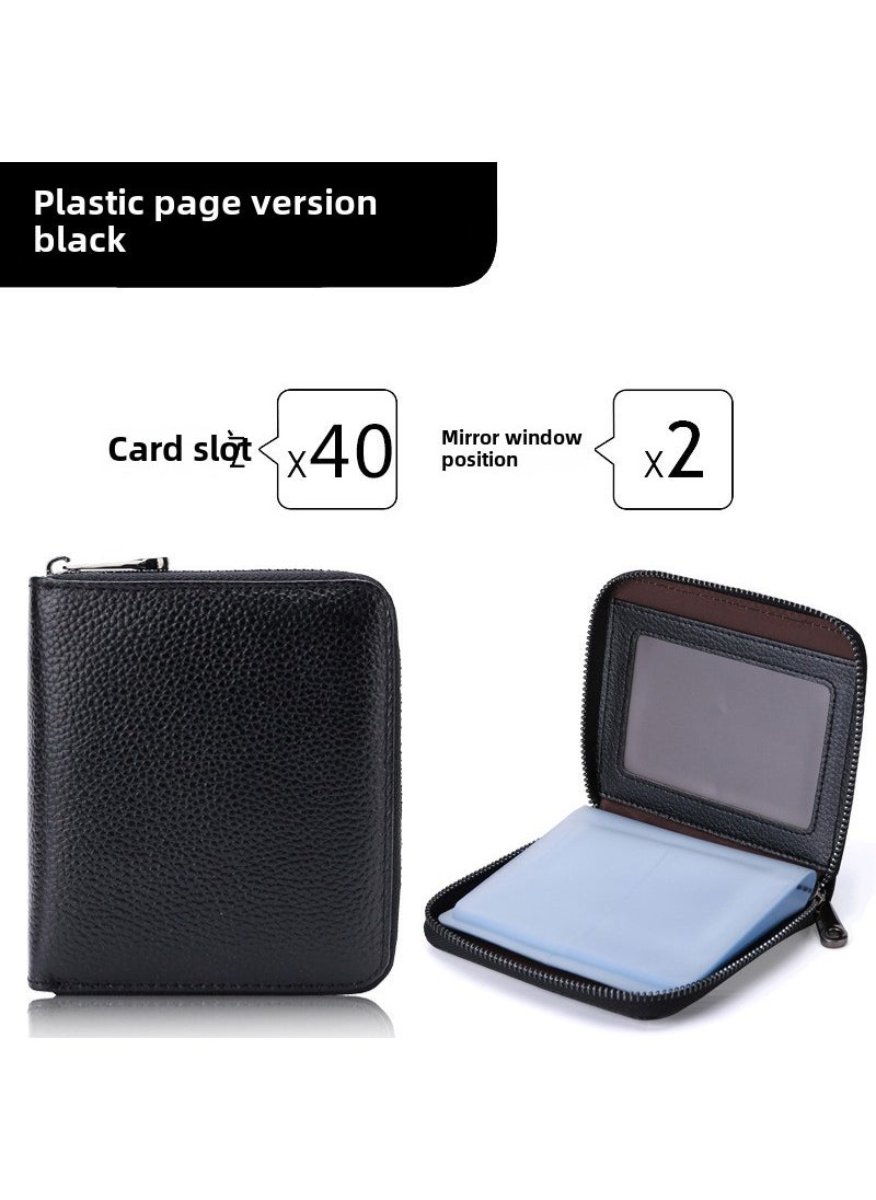 Generic Card Holder large capacity multi-card driving license holder mens and womens anti-degaussing coin purse integrated exquisite high-end small Smart Black (mirror window type 42 card position) Smart Black (mirror window type 42 card position) 