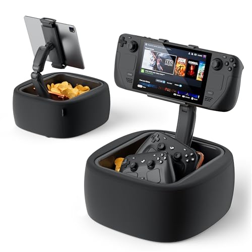 LULULOOK Gaming Pillow Stand for Steam Deck OLED & LCD & 4.7-14.6" Tablet, Zero Gravity Kindle Pillow Stand with Storage Bowl for Steam Deck Accessories, Snacks & Small Items, Machine Washable - Image 1