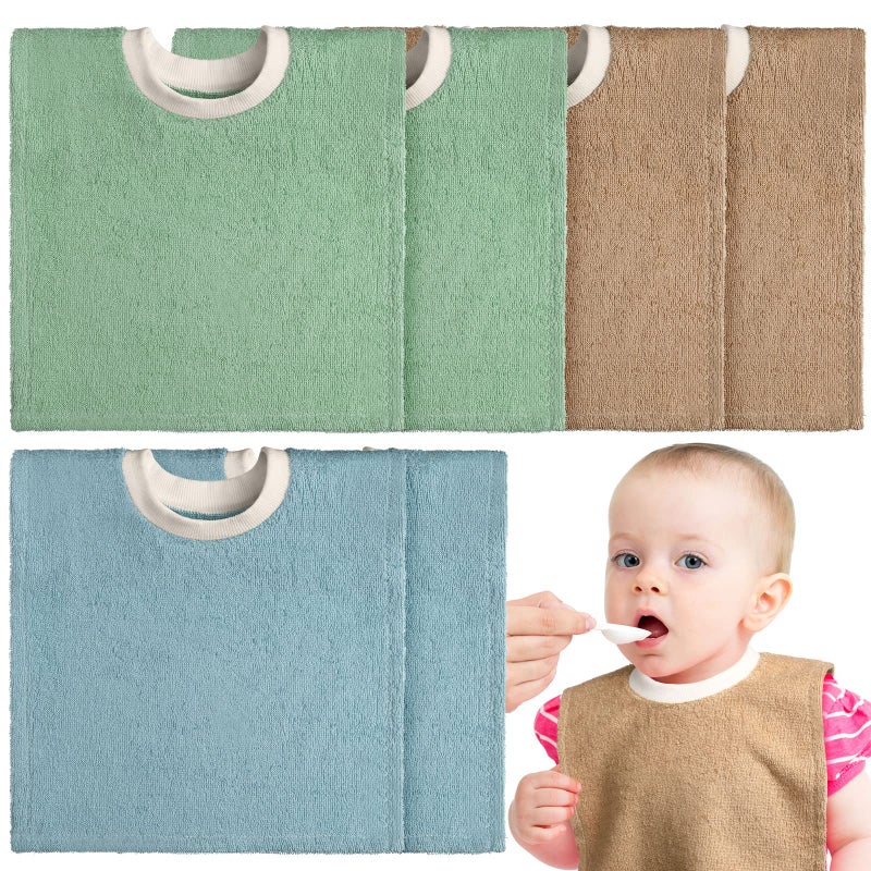 Foaincore 6 Pcs Pullover Baby Bibs Cotton Terry Toddler Absorbent Infant for Feeding and Drooling Towel Slip on Bib(Fresh Color) - Image 1