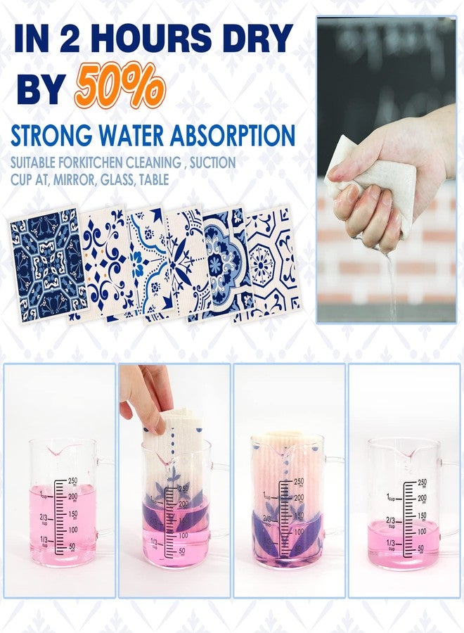 Morigins Swedish Dish Clothes Pack of 6, Reusable, Absorbent Hand Towels for Kitchen, Bathroom and Cleaning Counters - Blue Cellulose Sponge Cloth - Image 4