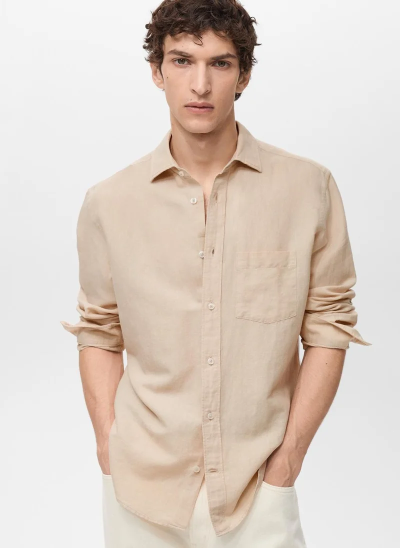 Mango Man Casual Classic Fit Linen Shirt