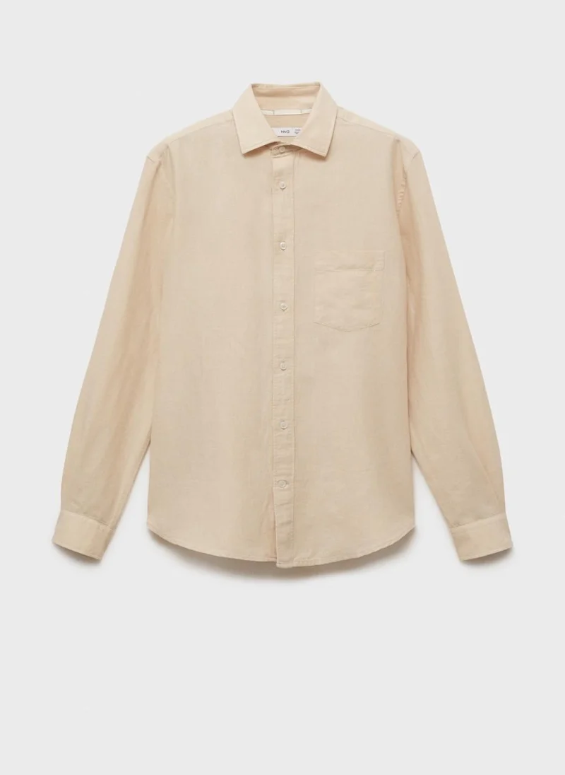 Mango Man Casual Classic Fit Linen Shirt