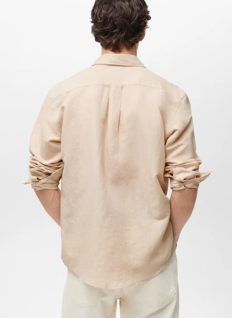 Mango Man Casual Classic Fit Linen Shirt