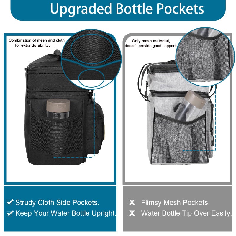 GLENKEY Tactical Lunch Box Cooler Bag - Expandable Insulated Lunch Bag for Men Women - XLarge Lunchbox for Adults Work Shifts Outdoor Trips Black 22L - Image 4