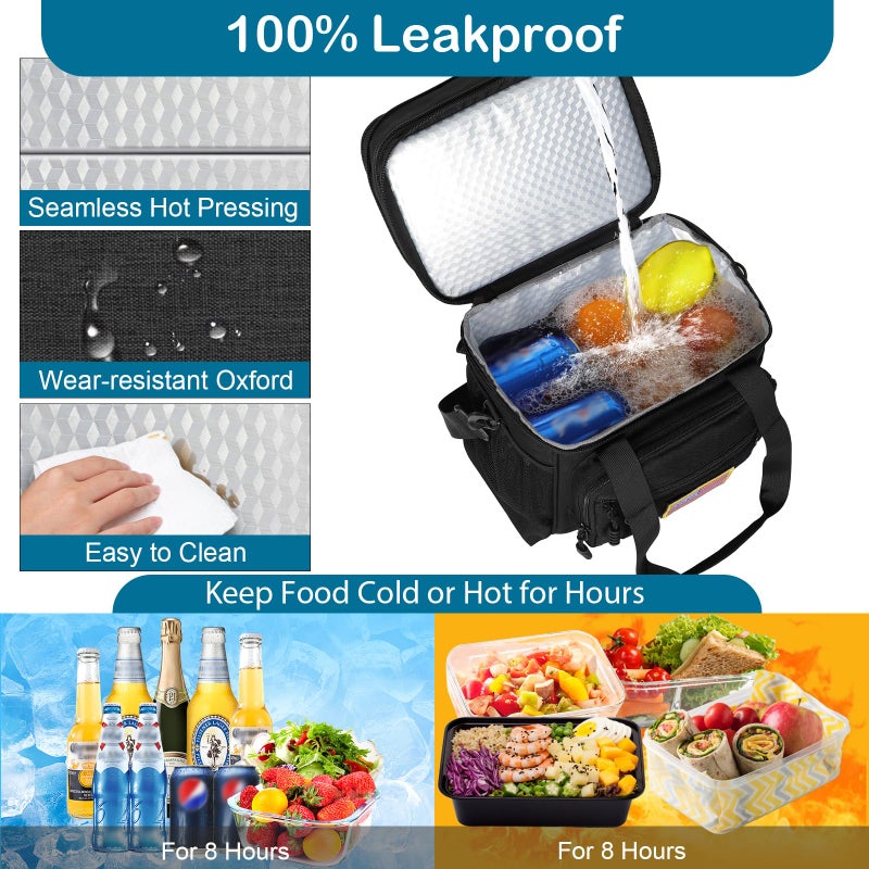 GLENKEY Tactical Lunch Box Cooler Bag - Expandable Insulated Lunch Bag for Men Women - XLarge Lunchbox for Adults Work Shifts Outdoor Trips Black 22L - Image 5