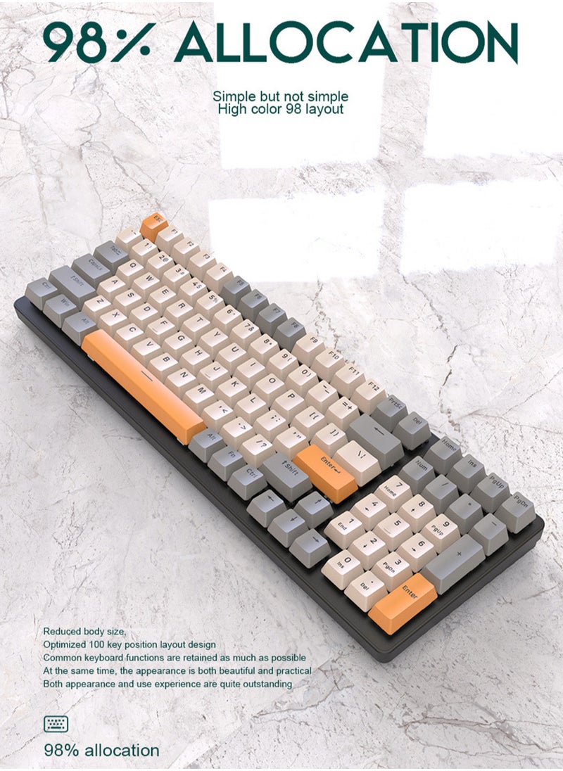 MissTiara - 100 Keys Wired Mechanical Keyboard with RGB Lighting Effect Blue Switches for Office or Gaming - Image 1