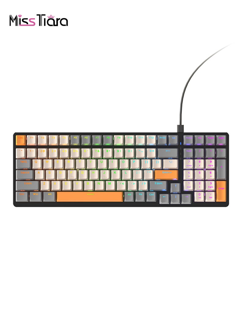 MissTiara - 100 Keys Wired Mechanical Keyboard with RGB Lighting Effect Blue Switches for Office or Gaming - Image 1