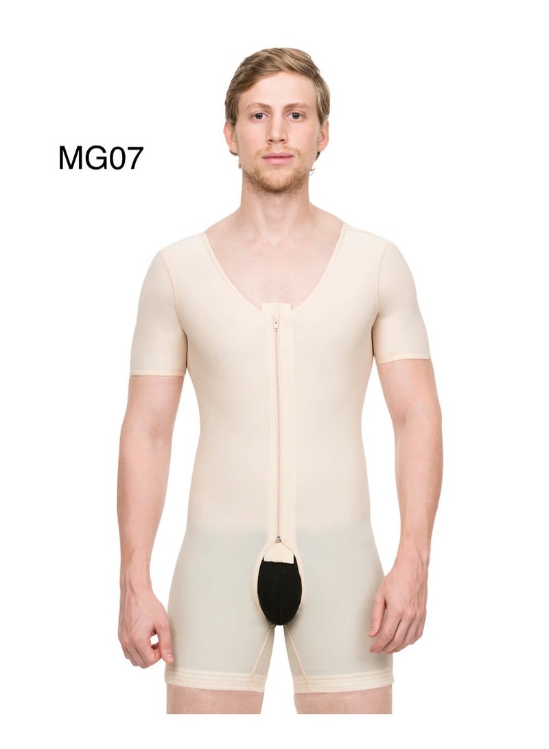 ISAVELA USA Medical Premium Quality Post Plastic Surgery Full Body Compression Garment – Above Knee with Zipper & Short Sleeves (MG07) - Image 1