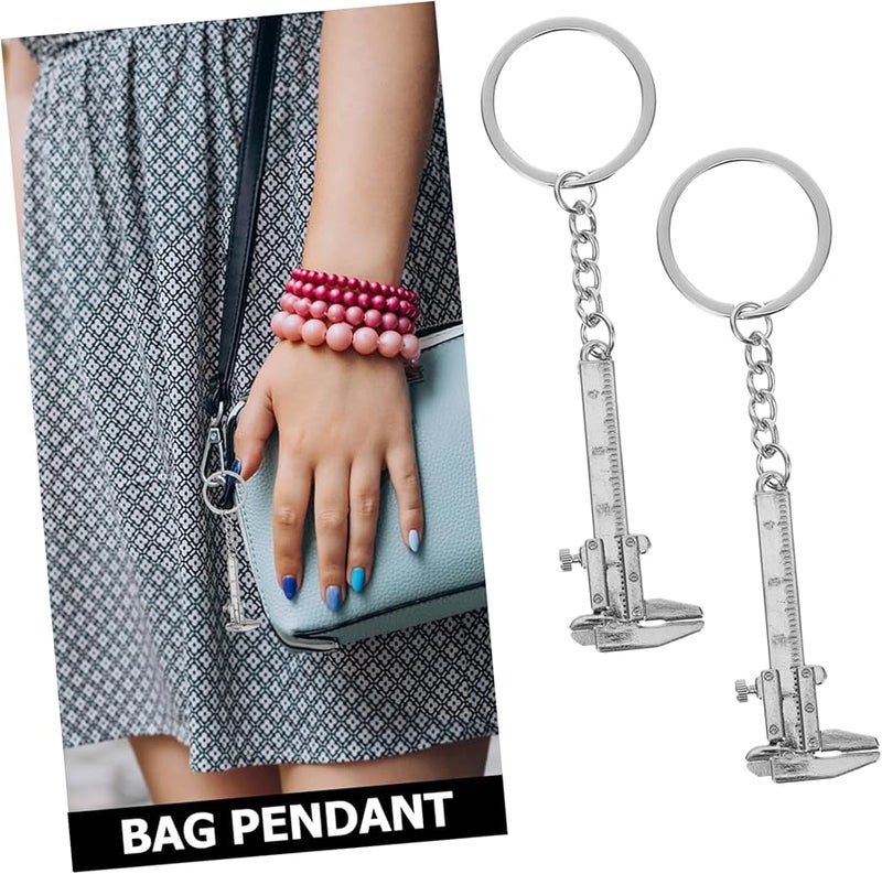 4 قطع فضية سلسلة مفاتيح فرجار فيرنير مشبك أدوات خاتم مفتاح 10 5X3X2 2 سم - Image 4