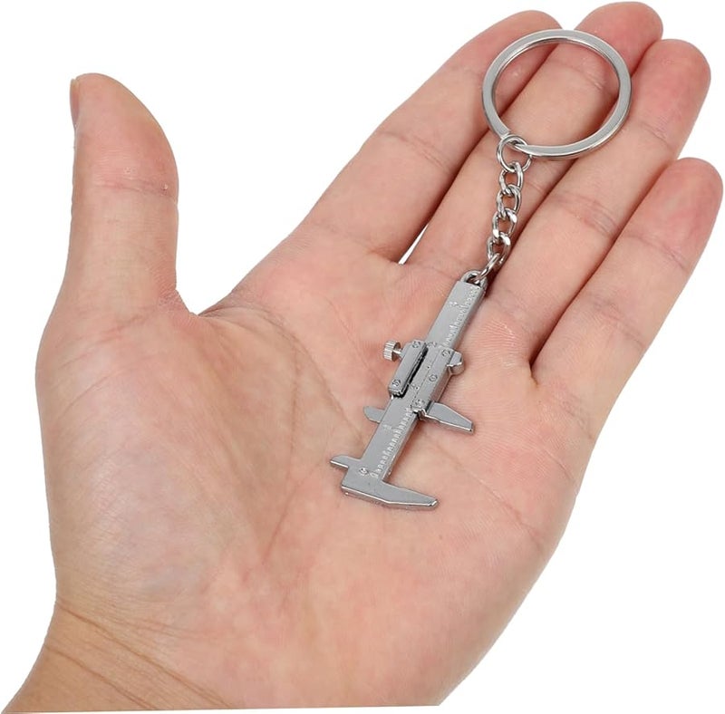 4 قطع فضية سلسلة مفاتيح فرجار فيرنير مشبك أدوات خاتم مفتاح 10 5X3X2 2 سم - Image 5