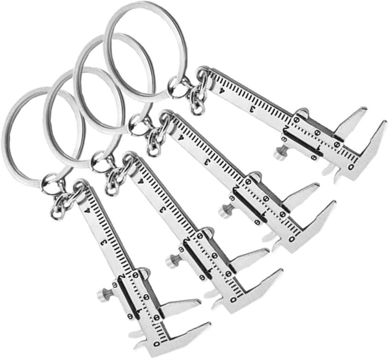 4 قطع فضية سلسلة مفاتيح فرجار فيرنير مشبك أدوات خاتم مفتاح 10 5X3X2 2 سم - Image 1