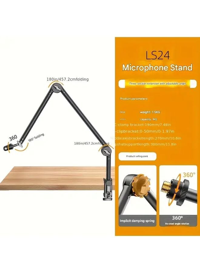 LS24 Bracket Universal Wireless Condenser Microphone Stand Foldable Adjustable For Live Broadcast Recording Music - Image 1