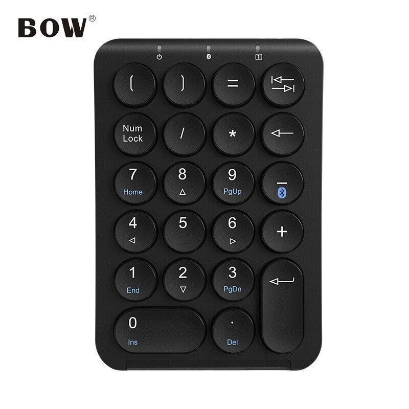 B.O.W Hangshi HB159 Bluetooth Digital Mini Keyboard, Retro Round Caps, Universal Laptop And Desktop Keyboard, Rechargeable Bluetooth Keyboard, Black - Image 1