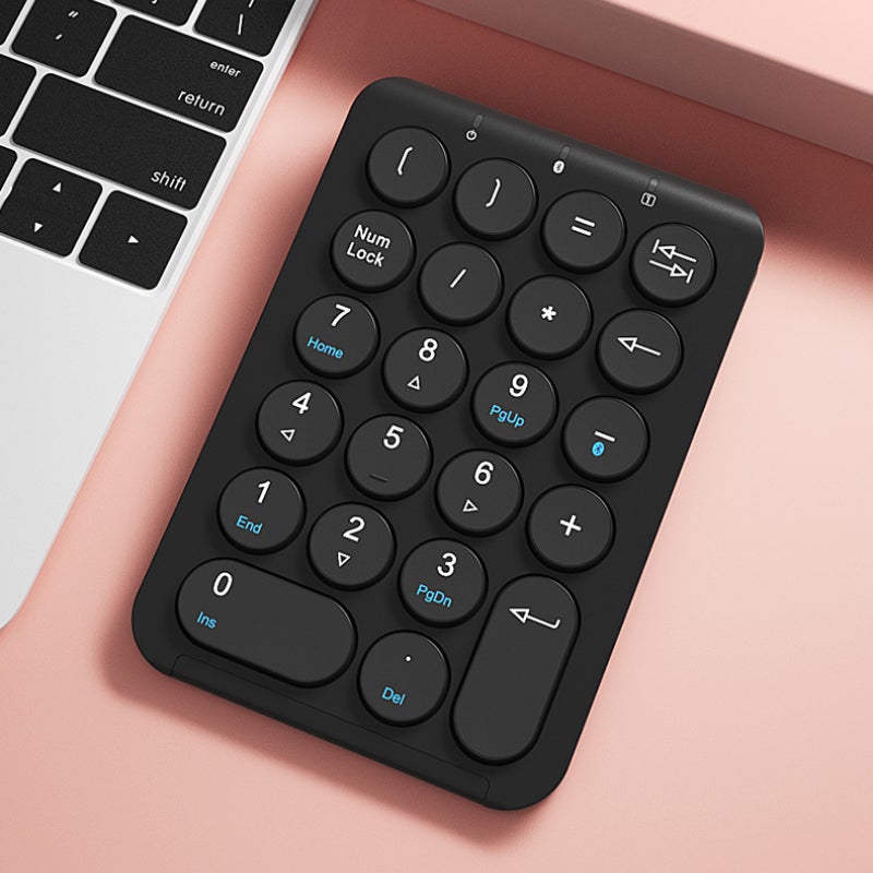 B.O.W Hangshi HB159 Bluetooth Digital Mini Keyboard, Retro Round Caps, Universal Laptop And Desktop Keyboard, Rechargeable Bluetooth Keyboard, Black - Image 2