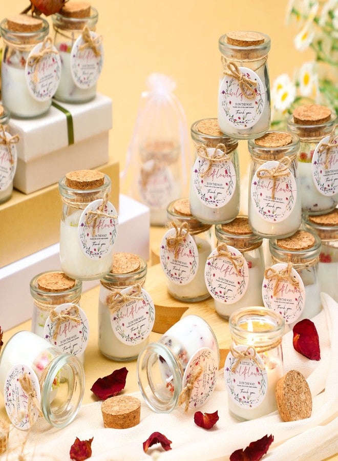 Threlaco 20 Pcs Wildflowers Baby Shower Favors Party Candle Lavender Scented Glass Mason Jar Wax Candle Bulk for Guests Girl Boy Gender Reveal Party Gifts(Colorful) - Image 4