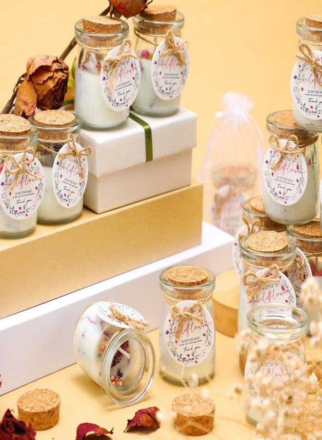 Threlaco 20 Pcs Wildflowers Baby Shower Favors Party Candle Lavender Scented Glass Mason Jar Wax Candle Bulk for Guests Girl Boy Gender Reveal Party Gifts(Colorful) - Image 2