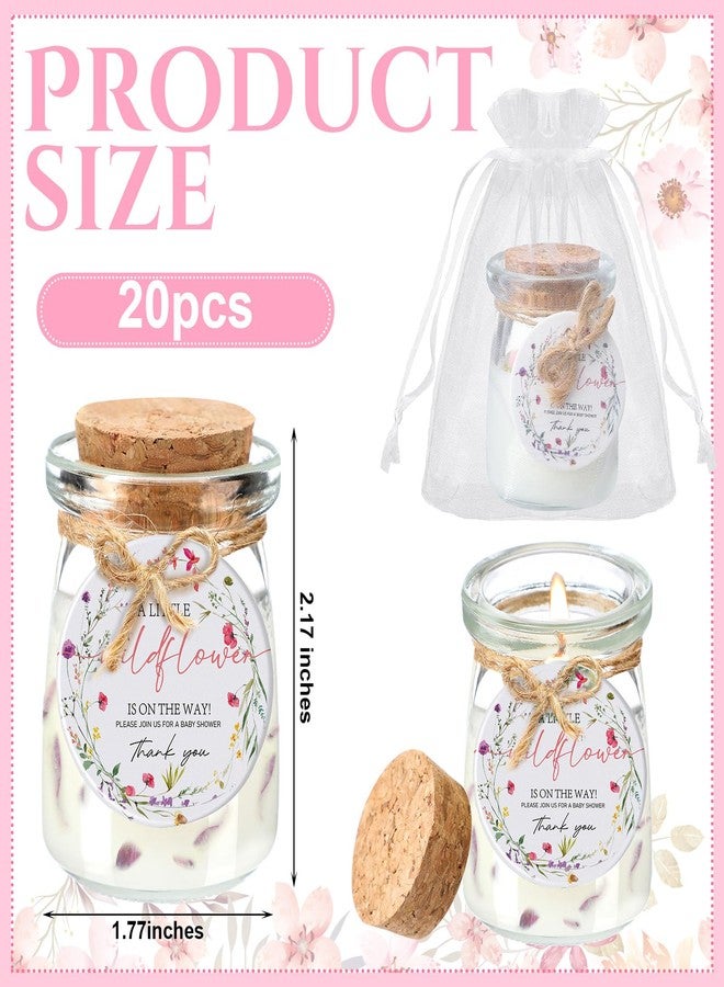 Threlaco 20 Pcs Wildflowers Baby Shower Favors Party Candle Lavender Scented Glass Mason Jar Wax Candle Bulk for Guests Girl Boy Gender Reveal Party Gifts(Colorful) - Image 3