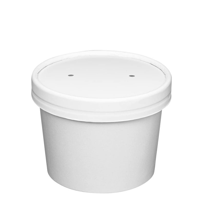 Gusto Comfy Package [8 oz. - 25 Count] White Paper Food Containers with Vented Lids - To Go Hot Soup Bowls  Disposable Ice Cream Cups  Ideal for Hot and Cold Foods - Image 2