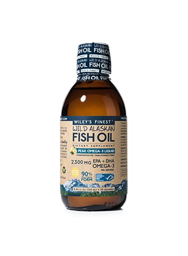 Wiley's Finest Wild Alaskan Fish Oil Peak Omega3 Liquid Supplement 2300Mg Epa And Dha Omega3S Lemon Flavor 845 Oz 50 Servings  - Image 1