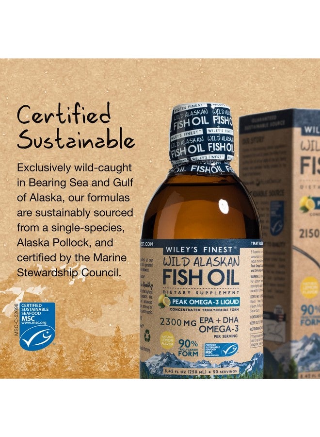 Wiley's Finest Wild Alaskan Fish Oil Peak Omega3 Liquid Supplement 2300Mg Epa And Dha Omega3S Lemon Flavor 845 Oz 50 Servings  - Image 4