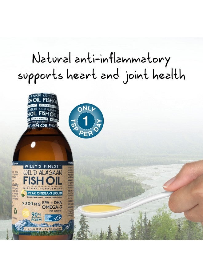 Wiley's Finest Wild Alaskan Fish Oil Peak Omega3 Liquid Supplement 2300Mg Epa And Dha Omega3S Lemon Flavor 845 Oz 50 Servings  - Image 3