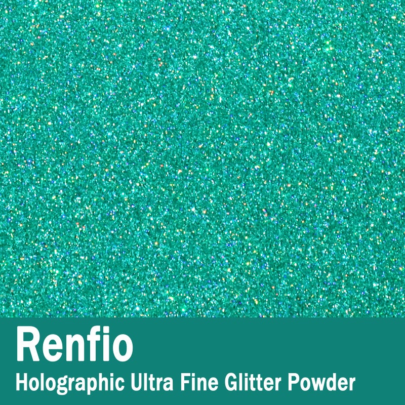 Renfio Holographic Ultra Fine Glitter Powder Metallic Resin Glitter 2.11 Oz (60g) PET Flakes Crafts Sequins 1/128" 0.008" 0.2mm Epoxy Chips Flakes for Tumblers Slime - Laser Mint Blue - Image 2