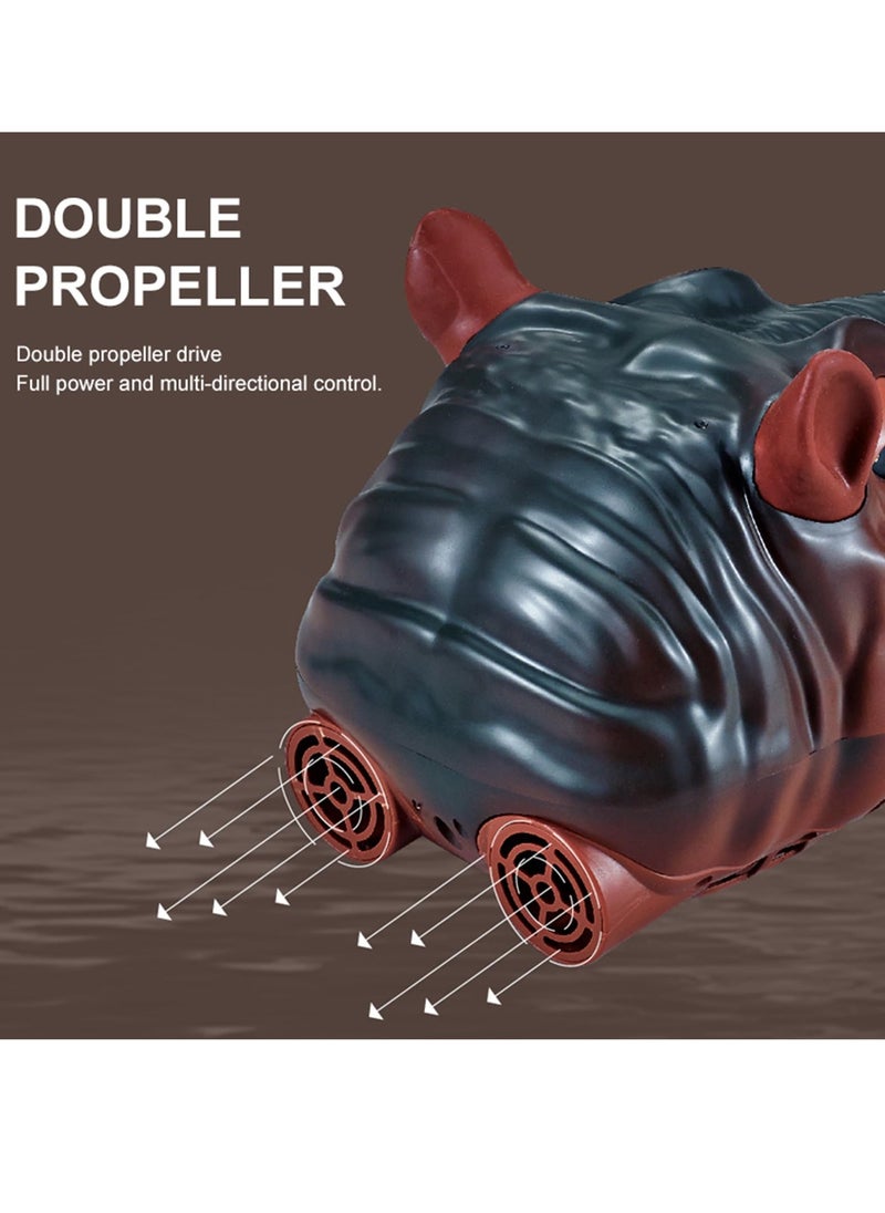 Remote control Boat for Kids Hippo Remote Control Boat for Lake River and Pool 2.4GHz Simulation Hippopotamus Head Electric Boat Spoof Toy with Spray Water for Kids 4-18 Years Fountain Hippo  - Image 5