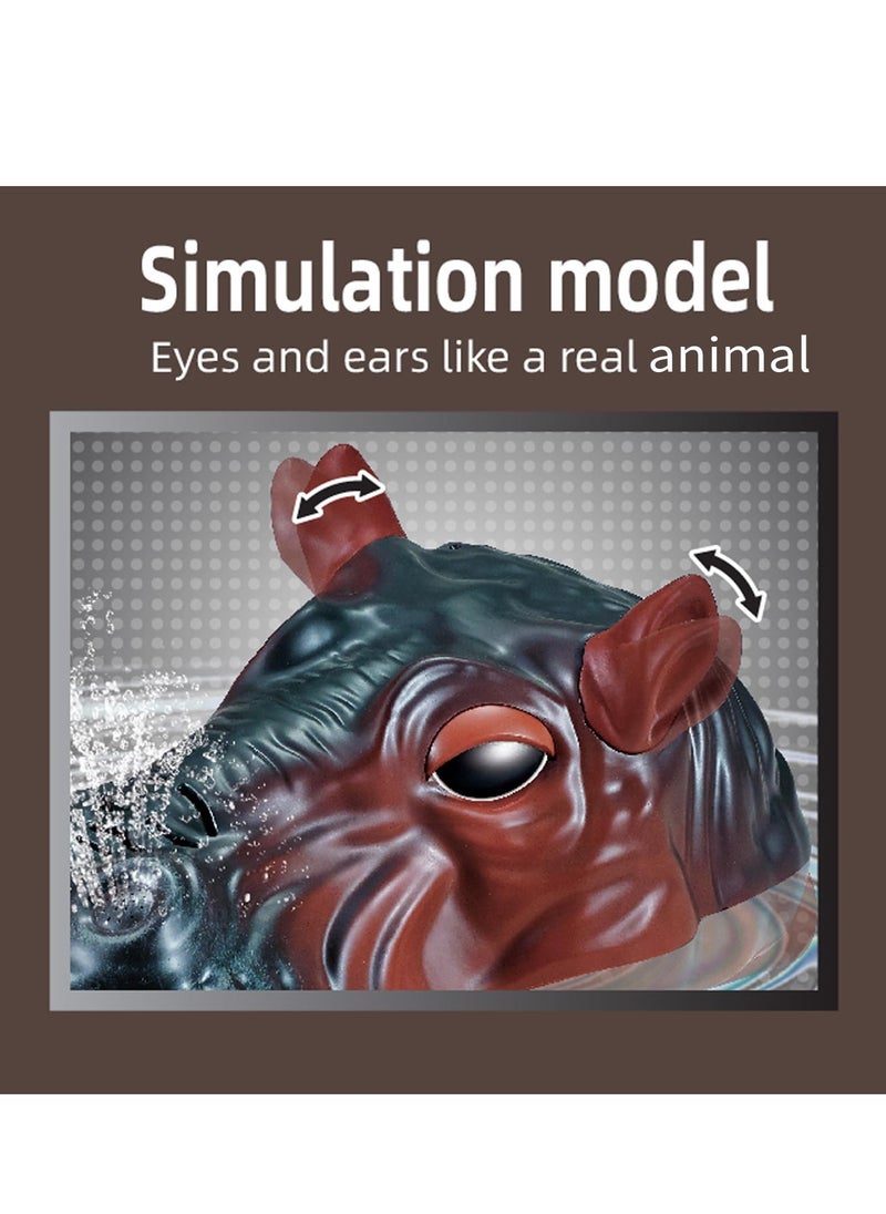 Remote control Boat for Kids Hippo Remote Control Boat for Lake River and Pool 2.4GHz Simulation Hippopotamus Head Electric Boat Spoof Toy with Spray Water for Kids 4-18 Years Fountain Hippo  - Image 4