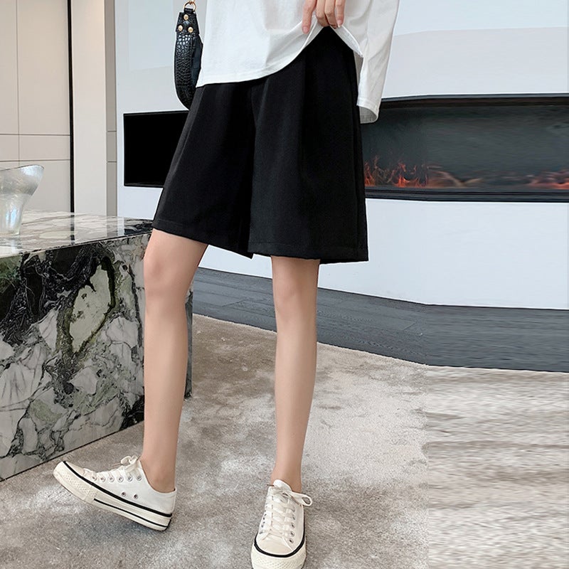 Suit Shorts Womens Summer Thin 2021 New High Waist Loose Wide Leg Straight Hong Kong Style Casual Pants Pants White - Image 5