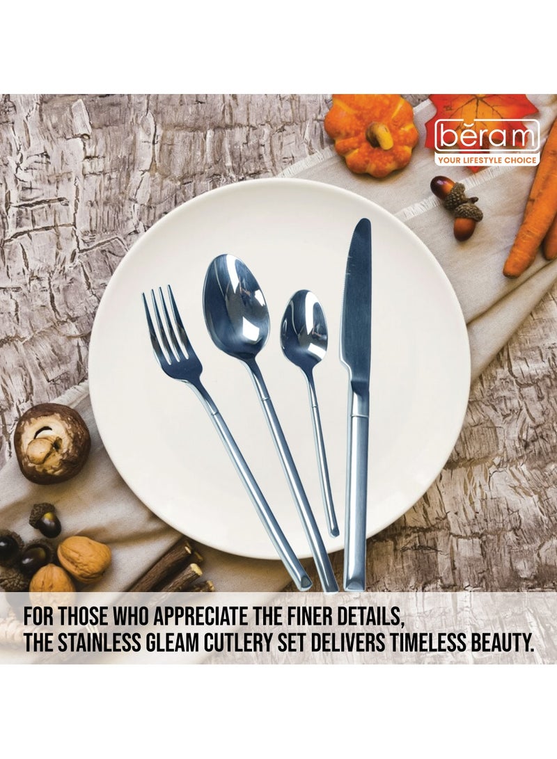Stainless Gleam Cutlery Set, Stainless Steel Flatware Set, 18/10 Grade, Kitchen Utensils Set, Tableware Set For Home, Restaurants, Hotels and More - Image 3