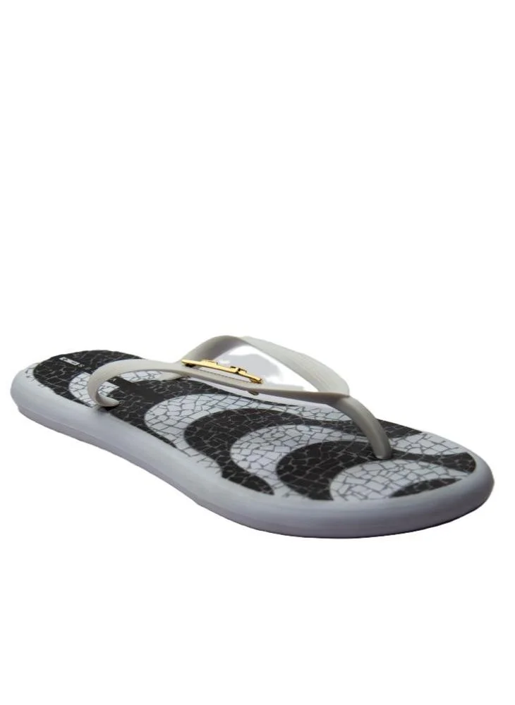 Voices Boat Copacabana Women'S Flip Flops With Printed Sole Design And Matching Brand Design Strap - White