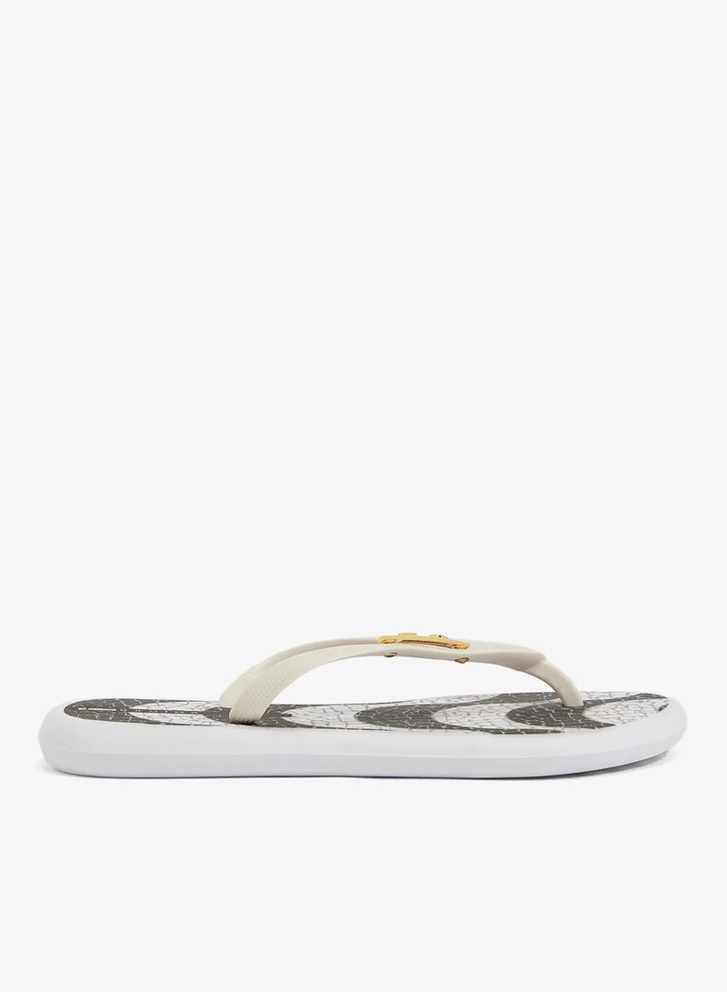 Boat Copacabana Women'S Flip Flops With Printed Sole Design And Matching Brand Design Strap - White