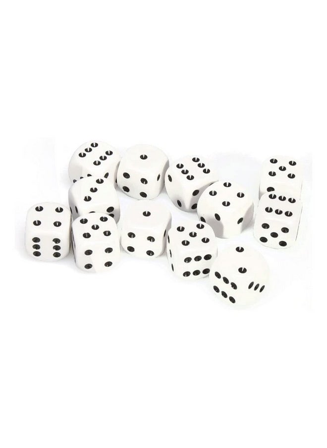 Chessex Chessex Opaque 16mm D6 White/Black Dice Block 12 Pipped Dice, Multicolor  - Image 1