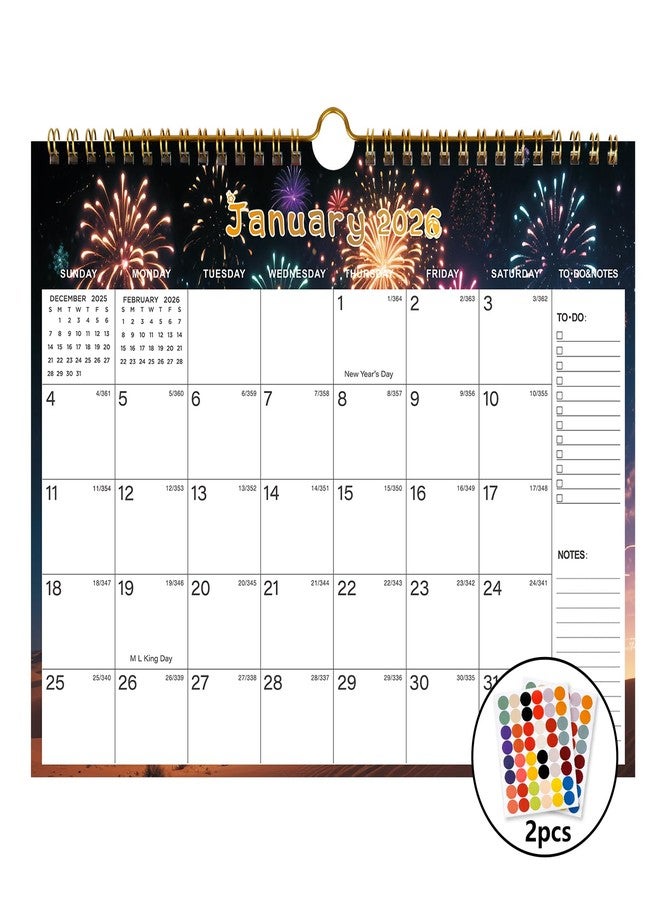 HJCTOY 2026-2027 Wall Calendar - Includes January 2026 to June 2027, 18-Month Paper Wall Calendar 11 x 8.5 Inches.Thick Paper with Julian Dates and Block for New Year and Christmas Holidays To-dos ＆ Notes (H) - Image 1