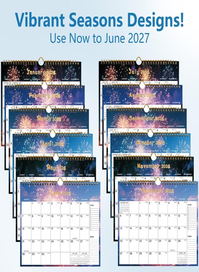 HJCTOY 2026-2027 Wall Calendar - Includes January 2026 to June 2027, 18-Month Paper Wall Calendar 11 x 8.5 Inches.Thick Paper with Julian Dates and Block for New Year and Christmas Holidays To-dos ＆ Notes (H) - Image 5